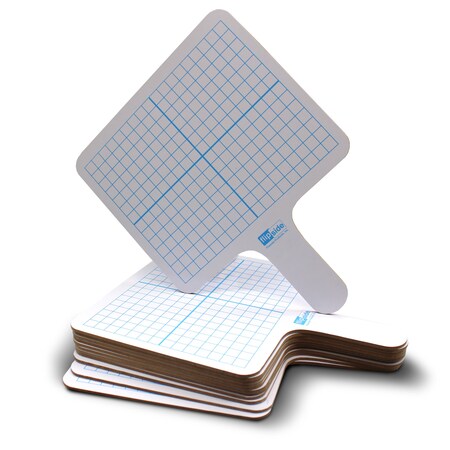 Flipside Two-Sided Graphing Side/Blank White Side Dry Erase Graphing Paddles, 7.75in X 10in, 12PK 18124